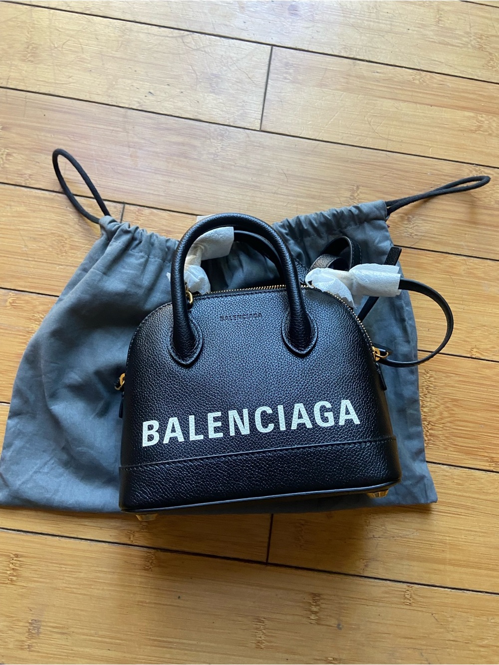 Balenciaga Black Mini Logo Dome Top-Handle Bag